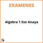 Examen Algebra 1 Eso Anaya