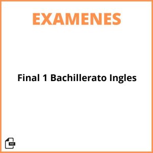 Examen Final 1 Bachillerato Ingles