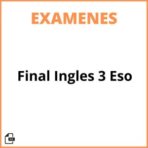 Examen Final Ingles 3 Eso