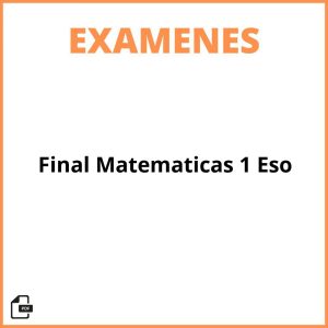 Examen Final Matematicas 1 Eso